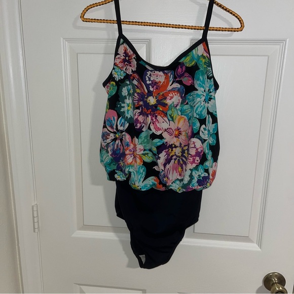 Vintage bathing suit Maxine of Hollywood Floral Swimsuit retro beach 12 - Picture 2 of 5